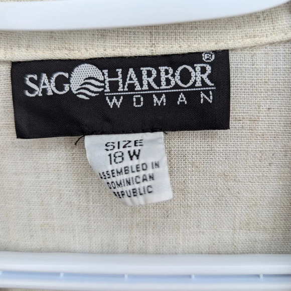 Vintage Sag Harbor Plus Size Cream Beige 1 Button Blazer Women 18W - Picture 5 of 9